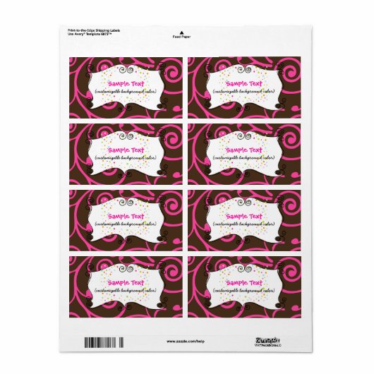 PixDezines Whimsy, roze chocolade, cupcakes Etiket (Full Sheet)