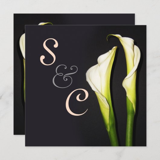 PixDezines WHITE CALLA LILILIES WEDDING INVITATION Kaart (Voorkant / Achterkant)