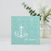 PixDezines White Chandelier met een vogel Kaart (Staand voorkant)