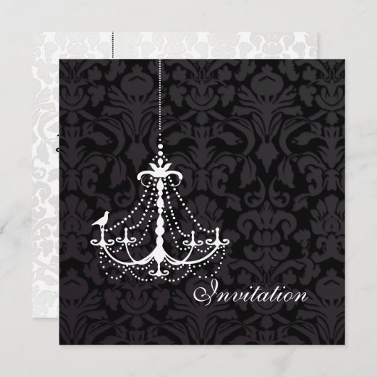 PixDezines White Chandelier met een vogel Kaart (Voorkant / Achterkant)