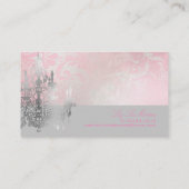 PixDezines White Chandelier+Pink Damask Visitekaartje (Achterkant)