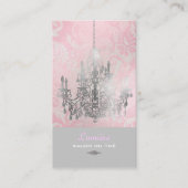 PixDezines White Chandelier+Pink Damask Visitekaartje (Voorkant)