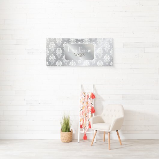 PixDezines White Damask + Silver Tone Spandoek (Insitu)