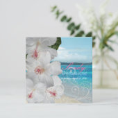 PixDezines White Hibiscus/strand/tropische bruilof Kaart (Staand voorkant)