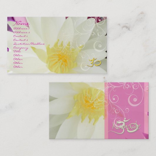 PixDezines white lotus/water lily + pearly swirls Visitekaartje (Voorkant / Achterkant)