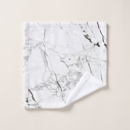 PixDezines White Marble Bad Handdoek (Wasdoekje)