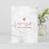 PixDezines White marble Bat Mitzvah/Roos Gold Kaart (Staand voorkant)