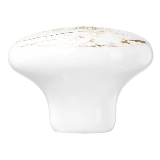 PIXDEZINES WHITE MARBLE+FAUX GOLD VEINS KERAMISCHE KNOP (Zijkant)
