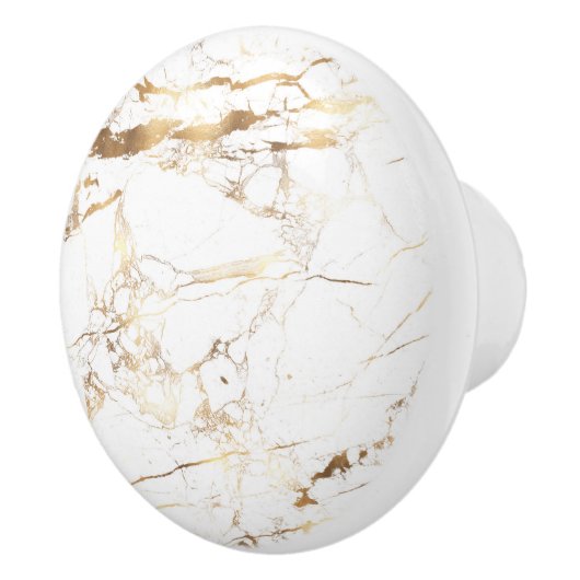PIXDEZINES WHITE MARBLE+FAUX GOLD VEINS KERAMISCHE KNOP (Rechts)