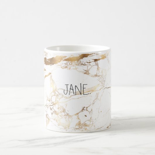 PixDezines WHITE MARBLE+FAUX GOLD VEINS Koffiemok (Center)