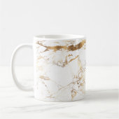 PixDezines WHITE MARBLE+FAUX GOLD VEINS Koffiemok (Links)