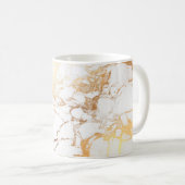 PixDezines WHITE MARBLE+FAUX GOLD VEINS Koffiemok (Voorkant rechts)