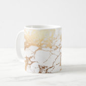 PixDezines WHITE MARBLE+FAUX GOLD VEINS Koffiemok (Voorkant links)