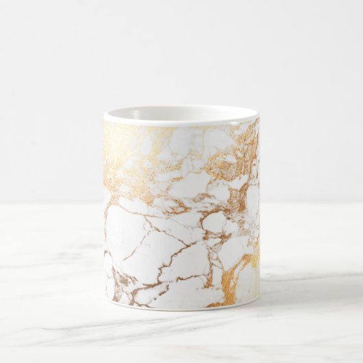 PixDezines WHITE MARBLE+FAUX GOLD VEINS Koffiemok (Center)
