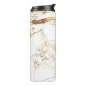 PixDezines WHITE MARBLE FAUX GOLD VEINS Thermosbeker (Gedraaid links)
