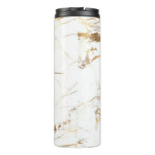 PixDezines WHITE MARBLE FAUX GOLD VEINS Thermosbeker (Achterkant)
