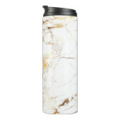PixDezines WHITE MARBLE FAUX GOLD VEINS Thermosbeker (Geroteerd rechts)
