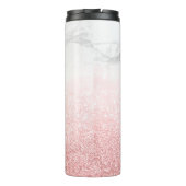 PixDezines WHITE MARBLE+FAUX ROOS GOLD GLITTERS Thermosbeker (Achterkant)