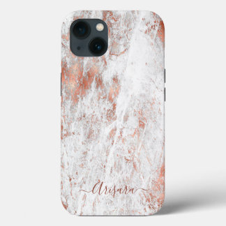 PixDezines White Marble+Faux Rose Gold Case-Mate i iPhone Case