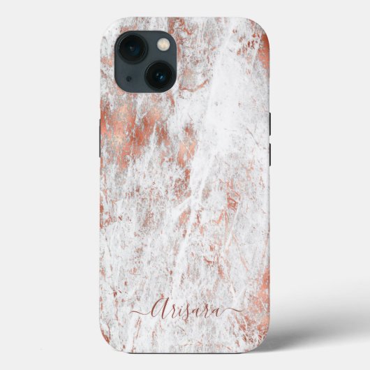 PixDezines White Marble+Faux Rose Gold Case-Mate i iPhone Case (Achterkant)