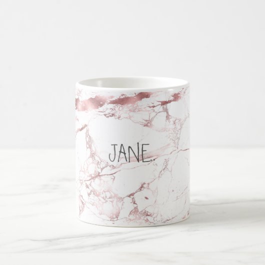 PixDezines WHITE MARBLE+FAUX ROSE GOLD VEINS Koffiemok (Center)