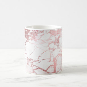 PixDezines WHITE MARBLE+FAUX ROSE GOLD VEINS Koffiemok