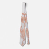 PixDezines White Marble+Faux Rose Gold Veins Neck Stropdas (Voorkant)