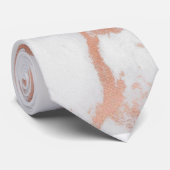 PixDezines White Marble+Faux Rose Gold Veins Neck Stropdas (Opgerold)