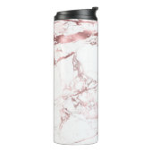 PixDezines WHITE MARBLE FAUX ROSE GOLD VEINS Thermosbeker (Gedraaid links)