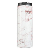 PixDezines WHITE MARBLE FAUX ROSE GOLD VEINS Thermosbeker (Achterkant)