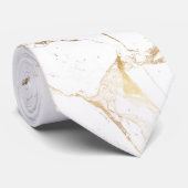 PixDezines White Marble Slab+Gold Veins Stropdas (Opgerold)