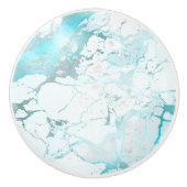 PIXDEZINES WHITE MARBLE+TURQUOISE BLUE VEINES KERAMISCHE KNOP (Voorkant)