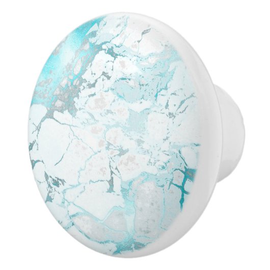 PIXDEZINES WHITE MARBLE+TURQUOISE BLUE VEINES KERAMISCHE KNOP (Rechts)