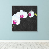 PixDezines White Orchid/DIY Achtergrondkleur Canvas Afdruk (Insitu (Houten vloer))