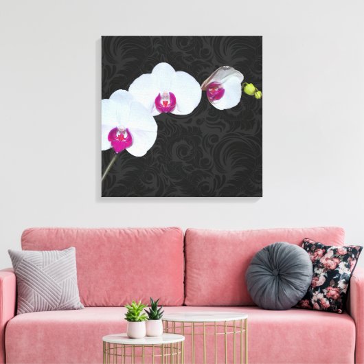 PixDezines White Orchid/DIY Achtergrondkleur Canvas Afdruk (Insitu (Woonkamer))