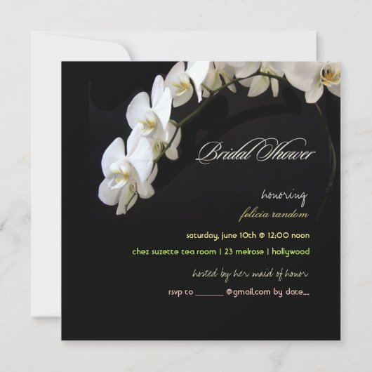 PixDezines White Orchids Vrijgezellenfeest Kaart (Achterkant)