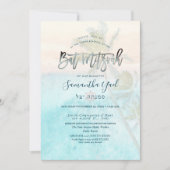 PixDezines White Sand Beach Bat Mitzvah Invitation Kaart (Voorkant)