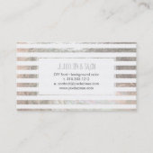 PixDezines white stripes/faux Silver Visitekaartje (Achterkant)