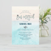 PixDezines White zandstrand Bar Mitzvah Invita Kaart (Staand voorkant)