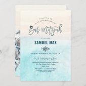 PixDezines White zandstrand Bar Mitzvah Invita Kaart (Voorkant / Achterkant)