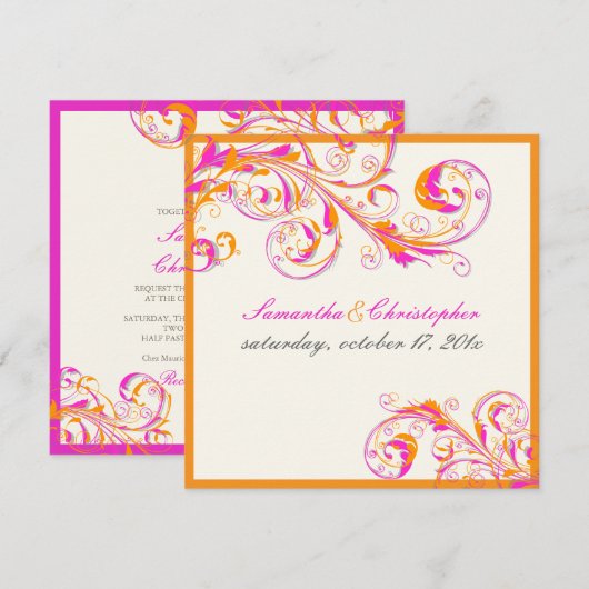 PixDezines wijndraden|Koraal+fuschia|DIY-kleur Kaart (Voorkant / Achterkant)