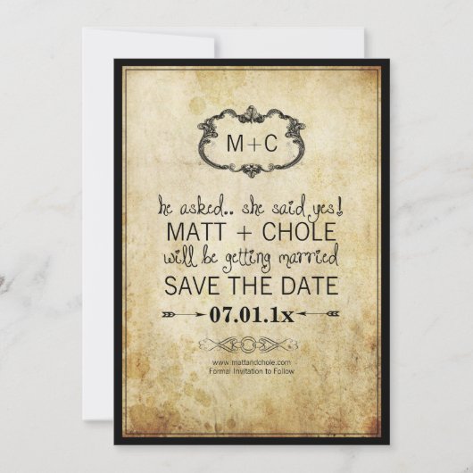 PixDezines  wijnstokken + barokke lijst Save The Date (Voorkant)