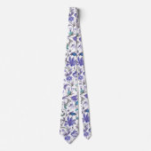 PixDezines William Morris Floral Paarse Aqua Stropdas (Voorkant)