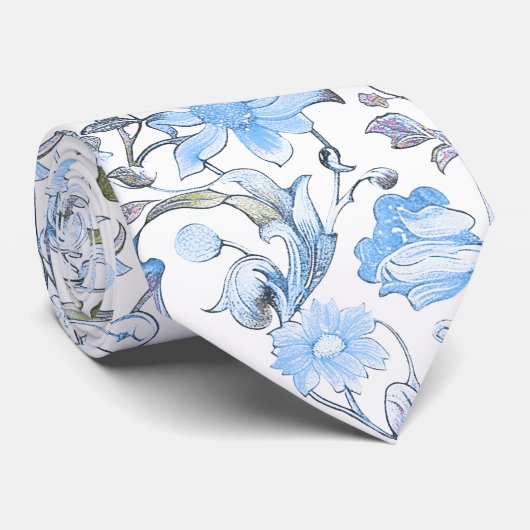PixDezines William Morris Korenbloem Blauwe DIY Stropdas (Opgerold)
