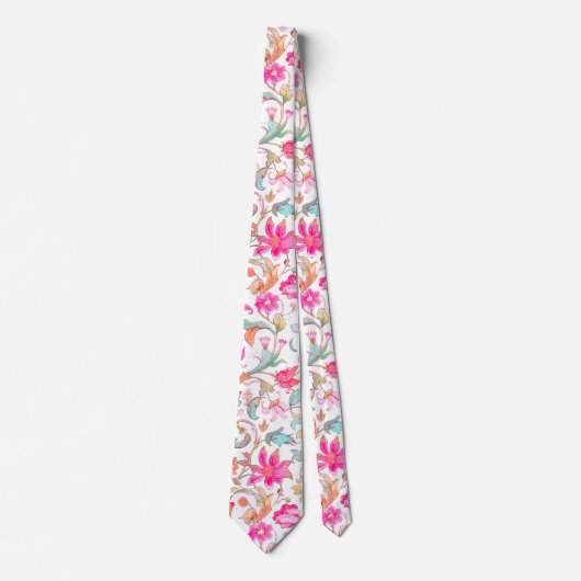 PixDezines William Morris Pink Blue Stropdas (Voorkant)