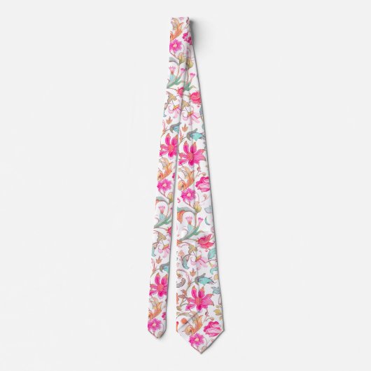 PixDezines William Morris Pink Blue Stropdas (Achterkant)