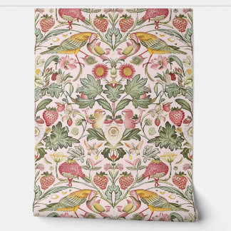 PixDezines William Morris Pink Strawberry Thief Behang