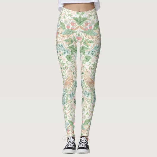 PixDezines William Morris Strawberry Thief Mint Leggings (Voorkant)