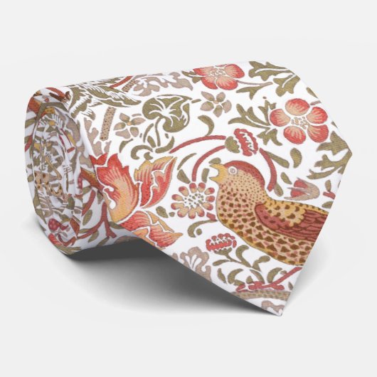 PixDezines William Morris Strawberry Thief Stropdas (Opgerold)