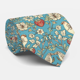 PixDezines William Morris Strawberry Thief Turquoi Stropdas